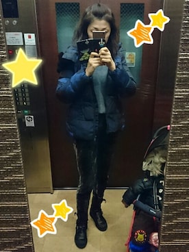 「COACH」｜「アイテム（ダウンジャケット/コート）」を使った、理恵さん（レディース・172cm）の冬コーディネート