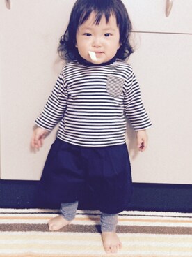 「BeBe（ベベ）のアイテム（Tシャツ/カットソー、ブラック系）」を使った、☆nagisa☆さん（キッズ）の夏コーディネート