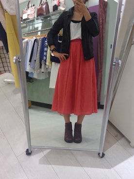「Bou Jeloud（ブージュルード）のアイテム（ライダースジャケット）」を使った、SyaNAさん（レディース・162cm）の春コーディネート
