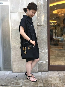 「シャツワンピ」｜MIDORIさん（レディース・156cm）の夏コーディネート