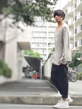 「nonnative（ノンネイティブ）のアイテム（スウェット）」を使った、与一さん（メンズ・182cm）の秋コーディネート