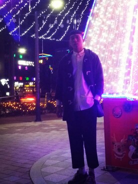 「와이드팬츠」｜WHOSTHETOPMEさん（メンズ・182cm）の冬コーディネート