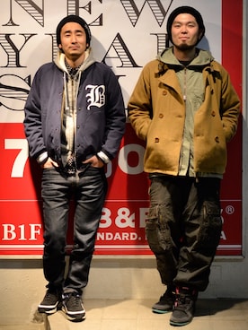 「インディゴデニム」｜68&BROTHERS TOKYO STAFFさん（メンズ・171cm）の冬コーディネート