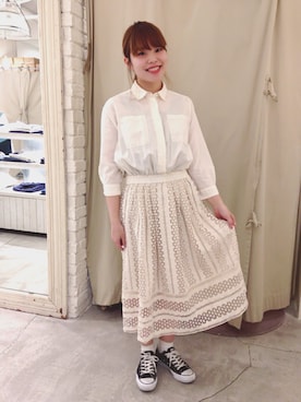 「RNA」｜「アイテム（シャツワンピース）」を使った、草野さん（レディース・156cm）の春コーディネート