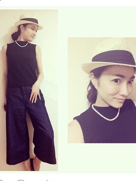 「GU（ジーユー）のアイテム（デニムパンツ、ブルー系）」を使った、植杉佳代さん（レディース・163cm）の秋コーディネート