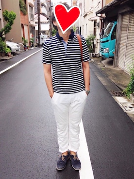 「アイテム（その他シューズ、ブルー系）」を使った、まみたすさん（メンズ・176cm）の春コーディネート