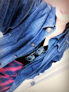 「UNIQLO（ユニクロ）のアイテム（シャツワンピース、ブルー系）」を使った、Linuxさん（レディース・154cm）の冬コーディネート