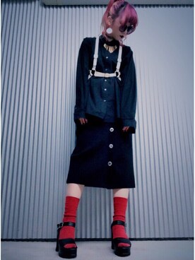 「usedのアイテム（チェスターコート、グリーン系）」を使った、Linuxさん（レディース・154cm）の秋コーディネート