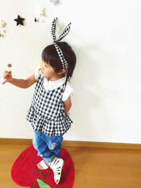 「うさ耳」｜「アイテム（パンツ）」を使った、yunamon∗︎*ﾟさん（キッズ・90cm）の夏コーディネート