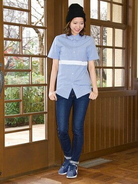 「チャックシャツ」｜mitsuki kimitaさん（レディース・170cm）の春コーディネート