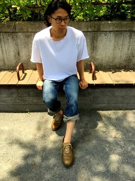 「Hush Puppies（ハッシュパピー）のアイテム（ブーツ）」を使った、遅咲きさん（メンズ・171cm）の夏コーディネート