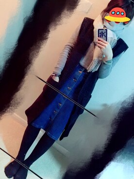 「American Apparel（アメリカンアパレル）のアイテム（デニムスカート、ブルー系）」を使った、dbbdblqkさん（レディース・168cm）の春コーディネート