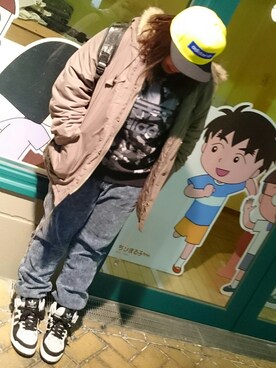 「静岡」｜「アイテム（ミリタリージャケット）」を使った、あさみんさん（レディース・164cm）の冬コーディネート