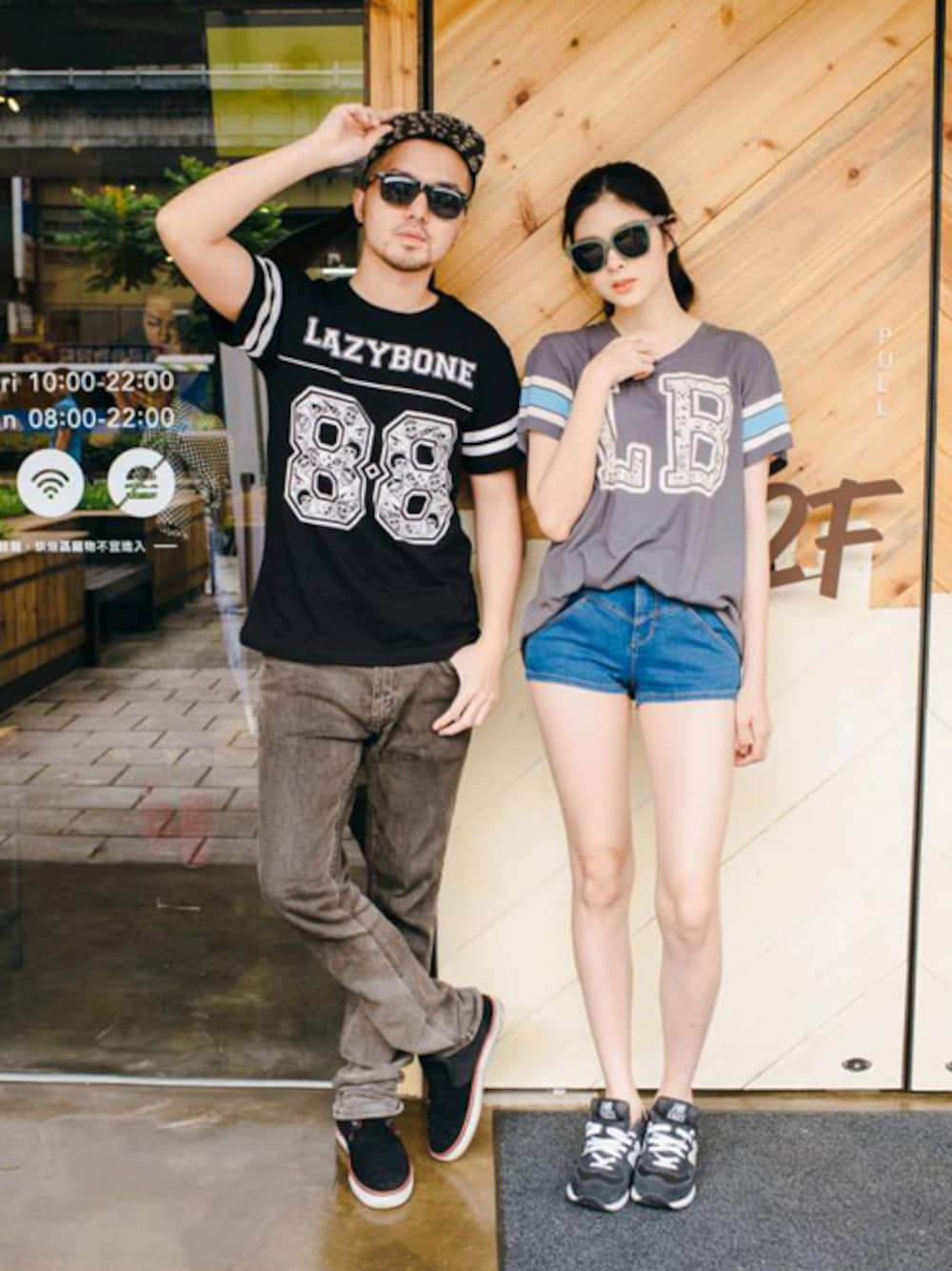 「サングラス、スカル、スポーツミックス、ペアルック、outfit、 お気に入りのTシャツ、Lazybone、couple」｜「lazyboneのLB Sporty Tee（トップス）」を使った、LazyBone-Outfitwithloveさん（レディース・165cm）の夏コーディネートの1枚目の写真