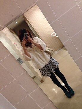「Pink Mixのアイテム（ワンピース、ホワイト系）」を使った、ﾚ ｲ ﾁ ｪ ﾙ .♡さん（レディース・159cm）の冬コーディネート
