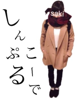 「アイテム（ピーコート）」を使った、さきさん（レディース・160cm・10代）の冬コーディネート
