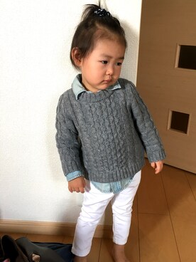 「OLD NAVY（オールドネイビー）のアイテム（デニムパンツ、ホワイト系）」を使った、riyo1204さん（レディース）の冬コーディネート