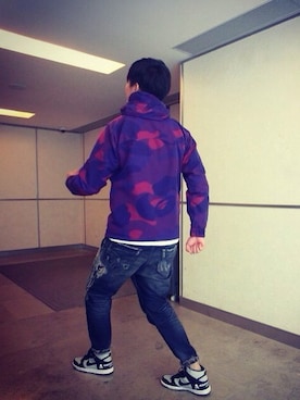 「A BATHING APE（アベイシングエイプ）のアイテム（マウンテンパーカー）」を使った、JOE.Hさん（メンズ・186cm）の春コーディネート