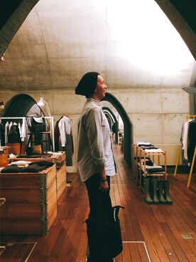 「PULL&BEAR（プルアンドベア）のアイテム（ニットキャップ/ビーニー）」を使った、Chikoさん（メンズ・183cm）の秋コーディネート