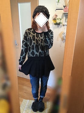 「ぺプラムトップス」｜「アイテム（ニットキャップ/ビーニー）」を使った、Miiさん（レディース・161cm）の秋コーディネート