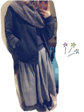 「MONKEY TIME（モンキータイム）のアイテム（スタジャン）」を使った、kuracchiさん（レディース・157cm）の冬コーディネート
