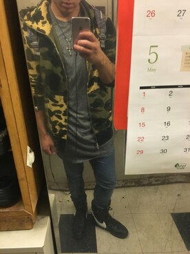 「Bape」｜「アイテム（アクセサリー）」を使った、くわけんさん（メンズ・169cm）の夏コーディネート