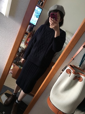 「ニットアップ」｜「アイテム（帽子）」を使った、りょうさん（レディース・161cm）の秋コーディネート