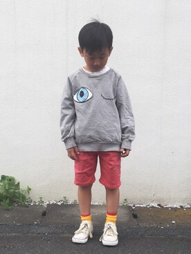 「Mini Rodini（ミニロディーニ）のアイテム（スウェット）」を使った、oliveさん（キッズ・120cm）の秋コーディネート