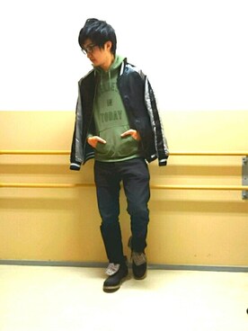 「Right-on（ライトオン）のアイテム（スタジャン）」を使った、Haruさん（メンズ・174cm）の秋コーディネート