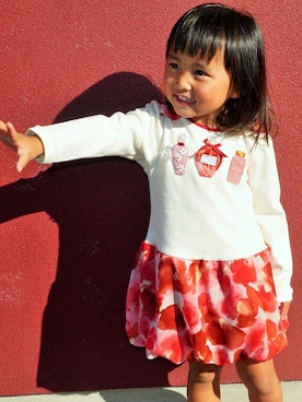 「アイテム（ワンピース）」を使った、babybabyさん（キッズ・96cm）の秋コーディネート