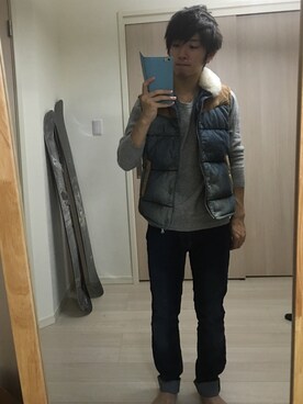 「ISAMU KATAYAMA BACKLASH（イサムカタヤマバックラッシュ）のアイテム（ダウンジャケット/コート）」を使った、ゆゆゆゆゆゆゆさん（メンズ・168cm）の秋コーディネート