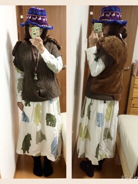 「チャイハネ（チャイハネ）のアイテム（ニットキャップ/ビーニー）」を使った、なちゲノムさん（レディース・156cm）の秋コーディネート