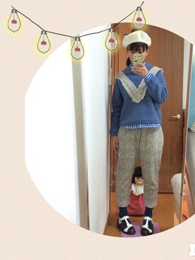 「青×白」｜「アイテム（その他アウター）」を使った、なちゲノムさん（レディース・156cm）の春コーディネート