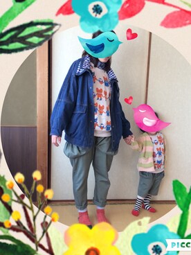 「にゃー」｜「アイテム（デニムジャケット）」を使った、なちゲノムさん（レディース・156cm）の春コーディネート