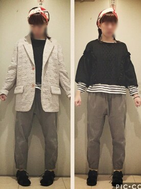 「mercibeaucoup,（メルシーボークー）のアイテム（テーラードジャケット）」を使った、なちゲノムさん（レディース・156cm）の冬コーディネート