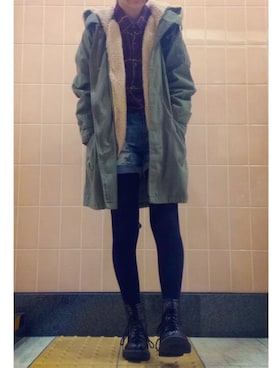 「w closet（ダブルクローゼット）のアイテム（モッズコート）」を使った、rina248さん（レディース・160cm）の冬コーディネート