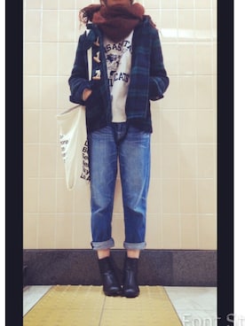 「RETRO GIRL（レトロガール）のアイテム（ダッフルコート）」を使った、rina248さん（レディース・160cm）の冬コーディネート