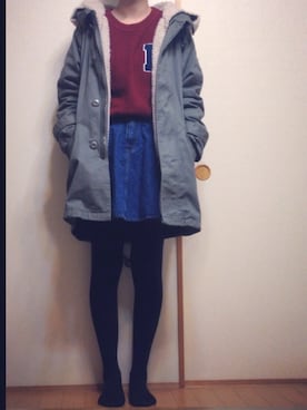 「w closet（ダブルクローゼット）のアイテム（モッズコート）」を使った、rina248さん（レディース・160cm）の冬コーディネート