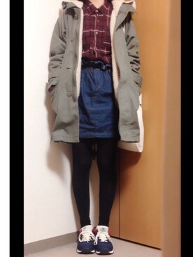 「w closet（ダブルクローゼット）のアイテム（モッズコート）」を使った、rina248さん（レディース・163cm）の冬コーディネート