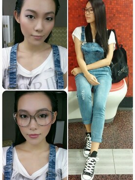 「FOREVER 21」｜「アイテム（つなぎ/オールインワン）」を使った、Ting Waiさん（レディース・175cm）の秋コーディネート