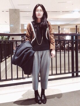 「アイテム（その他トップス、ブラウン系）」を使った、花雀斑さん（レディース・159cm）の冬コーディネート