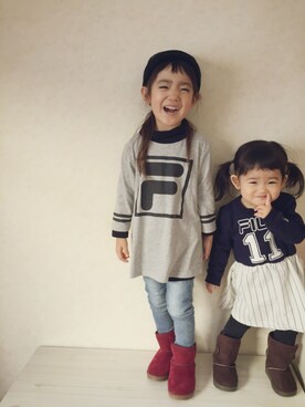 「FILA（フィラ）のアイテム（ワンピース）」を使った、unagi_2412さん（キッズ・100cm）の冬コーディネート