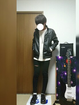 「Avail（アベイル）のアイテム（ライダースジャケット）」を使った、Aさん（メンズ・176cm）の秋コーディネート