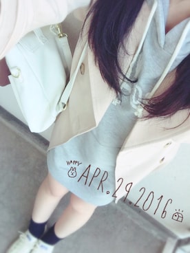 「お買い物」｜「アイテム（トレンチコート）」を使った、めろさん（レディース・158cm）の春コーディネート