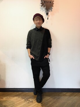 「チャイハネ（チャイハネ）のアイテム（ニット/セーター）」を使った、まおまおさん（メンズ・176cm）の冬コーディネート