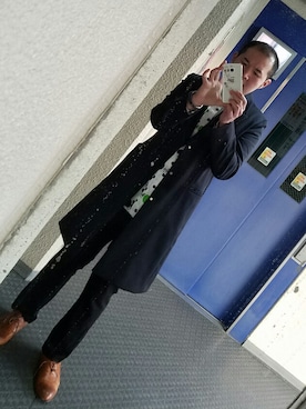 「And A（アンドエー）のアイテム（スラックス）」を使った、👿         さん（メンズ・178cm）の冬コーディネート