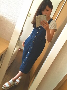 「Luz Llena（ラズレナ）のアイテム（オールインワン・サロペット）」を使った、hitomiさん（レディース・157cm）の夏コーディネート