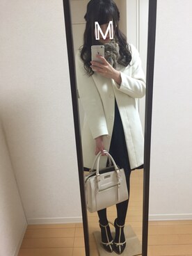 「ハーフアップ」｜「アイテム（ノーカラージャケット）」を使った、meiさん（レディース・162cm）の冬コーディネート