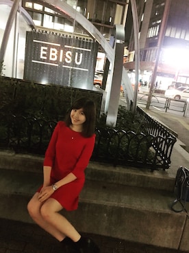 「ZARA（ザラ）のアイテム（ワンピース、レッド系）」を使った、ANNABOOOPさん（レディース・164cm）の秋コーディネート