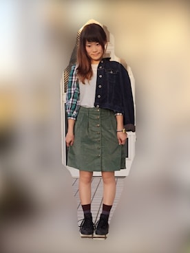 「みどり」｜「アイテム（デニムジャケット）」を使った、maaaiさん（レディース・151cm）の秋コーディネート